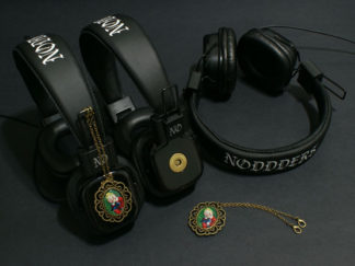 vintage art headphones with pendants