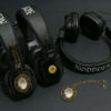 Vintage girl headphones with pendants