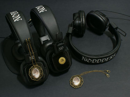 Vintage girl headphones with pendants